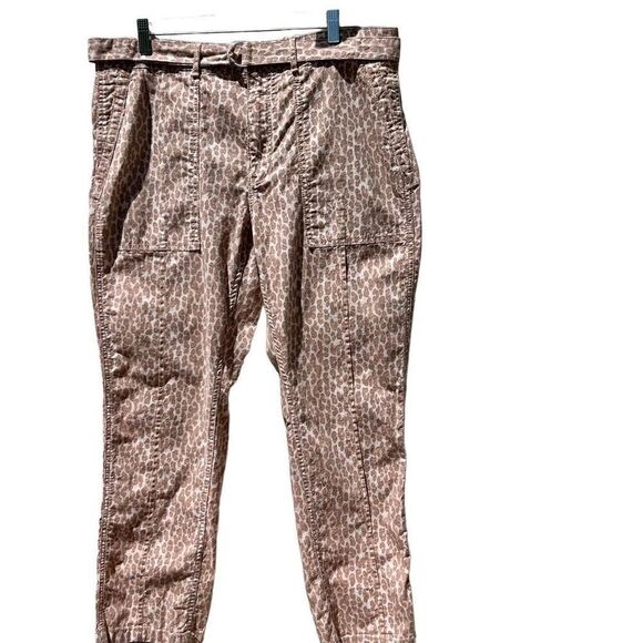 Anthropologie Utility Pants Women's Sz 32 Belted Ankle Length Leopard Print NWOT - Picture 2 of 11